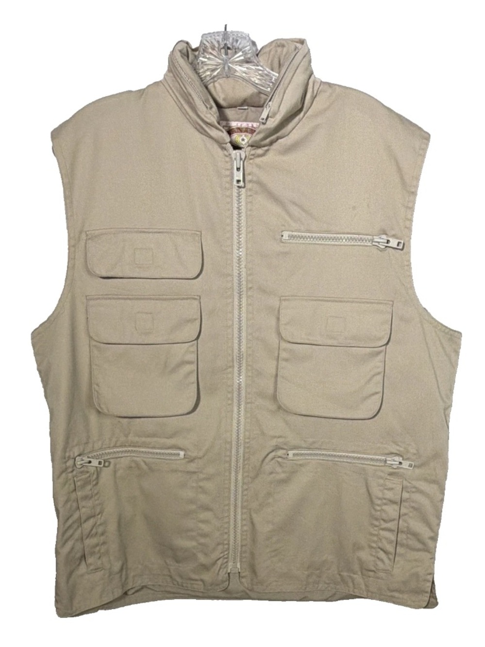 Vintage Banana Republic Safari Utility Cargo Fishing Vest Men's Large Tan Y2K